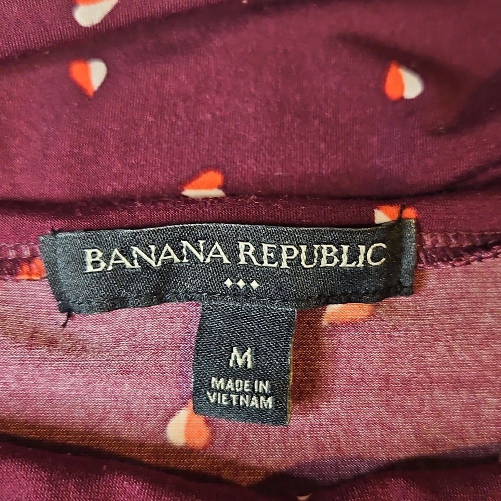 Banana Republic Maroon Heart Print Cowlneck Sleeveless Blouse Medium - Picture 6 of 9
